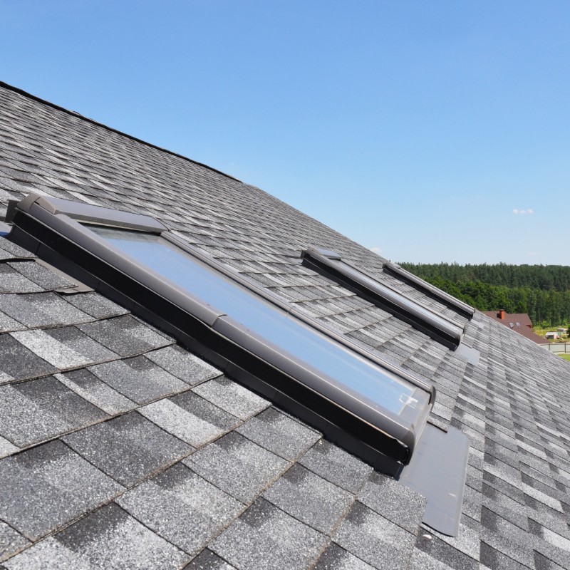 synthetic shingles with skylights